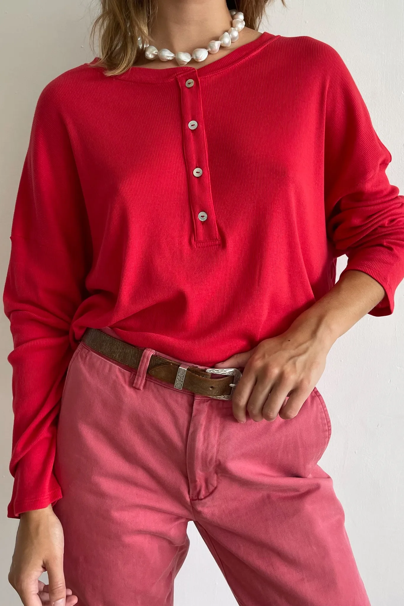 rib henley long sleeve sold by DONNI.