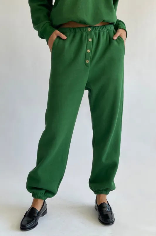 eco fleece button sweatpants sold by DONNI.