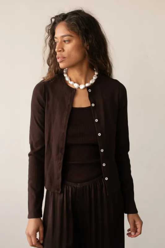 The Rib Cardi Espresso sold by DONNI.