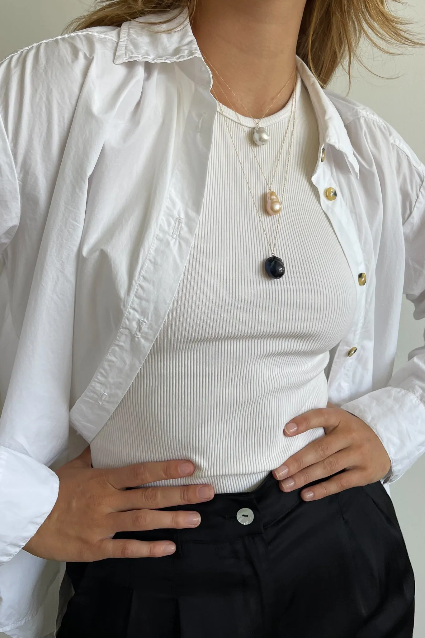 The June 20" White Pearl Necklace sold by DONNI. product image thumbnail 2