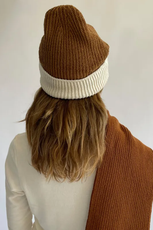 two tone organic cotton beanie made by DONNI.