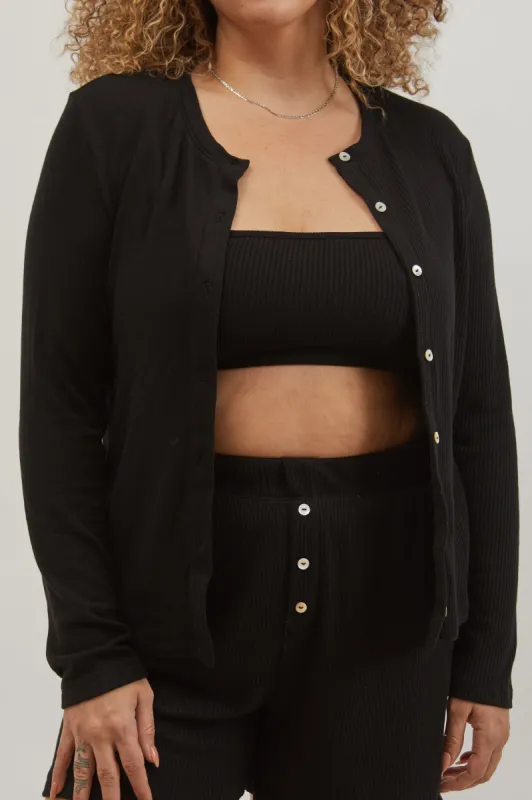 butter duo cardi sold by DONNI.