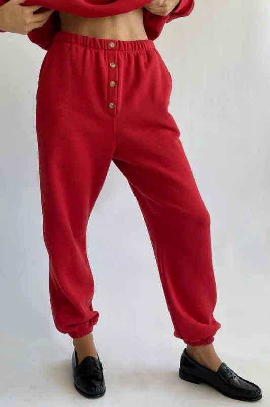 eco fleece button sweatpants sold by DONNI.