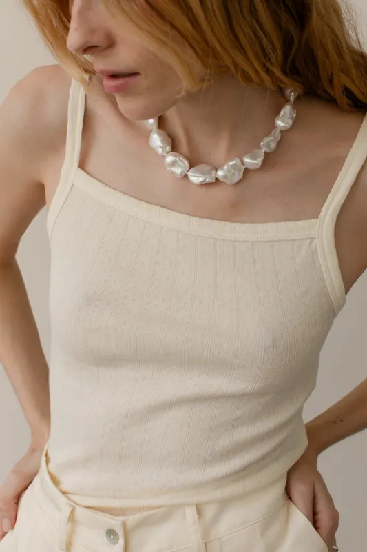 The Pointelle Square Neck Tank sold by DONNI.