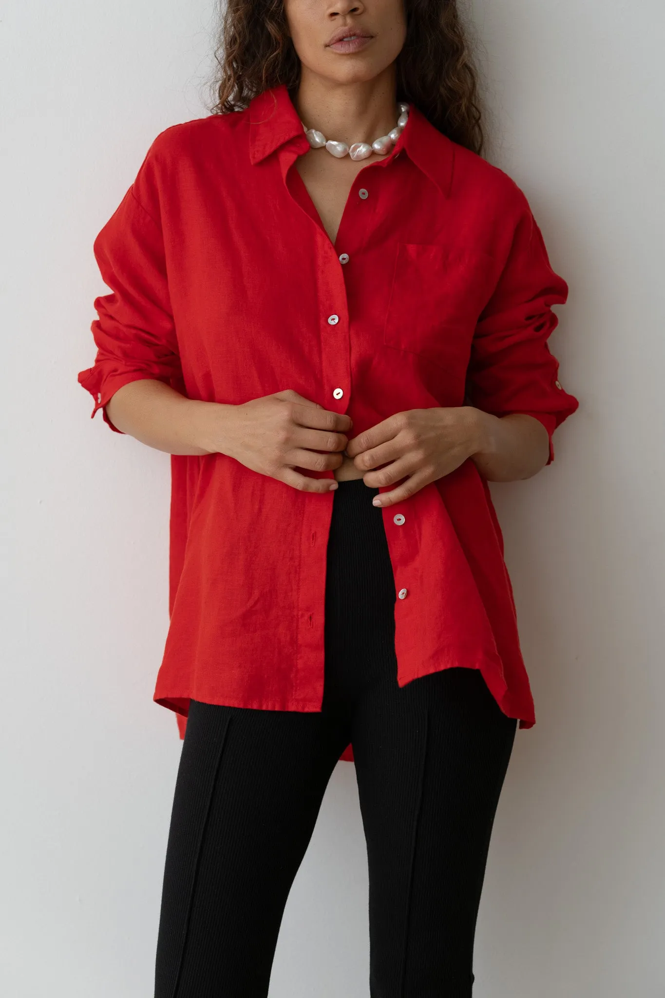 The Linen Relaxed Shirt sold by DONNI. product image thumbnail 3