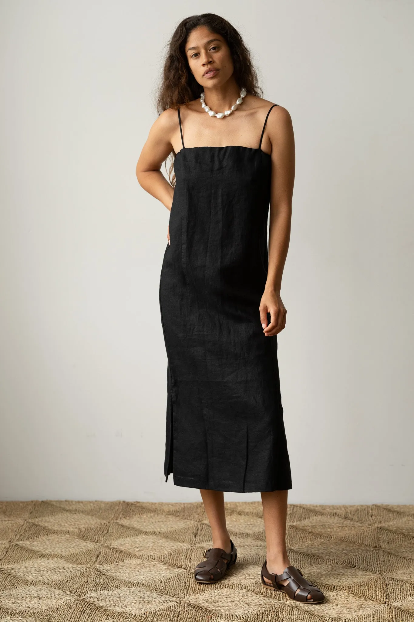 The Linen Spaghetti Dress sold by DONNI. product image thumbnail 4