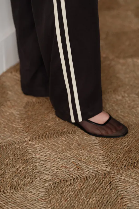 The Twill Pleated Stripe Pant sold by DONNI.
