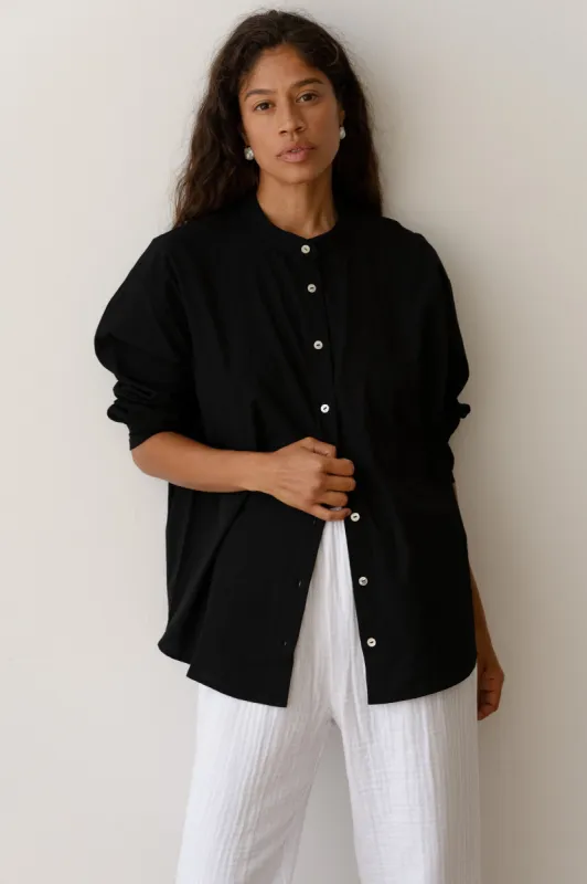 The Sandwash Mandarin Shirt sold by DONNI.