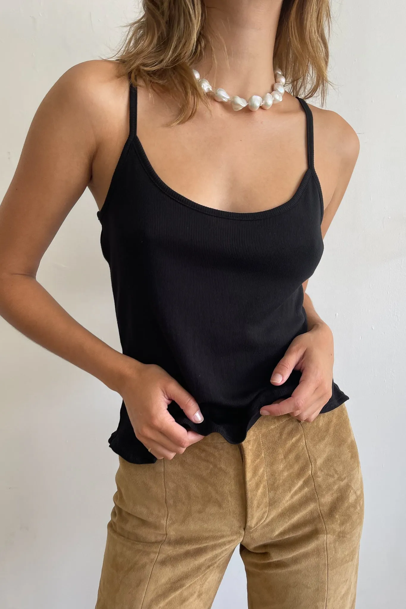 rib spaghetti tank sold by DONNI.