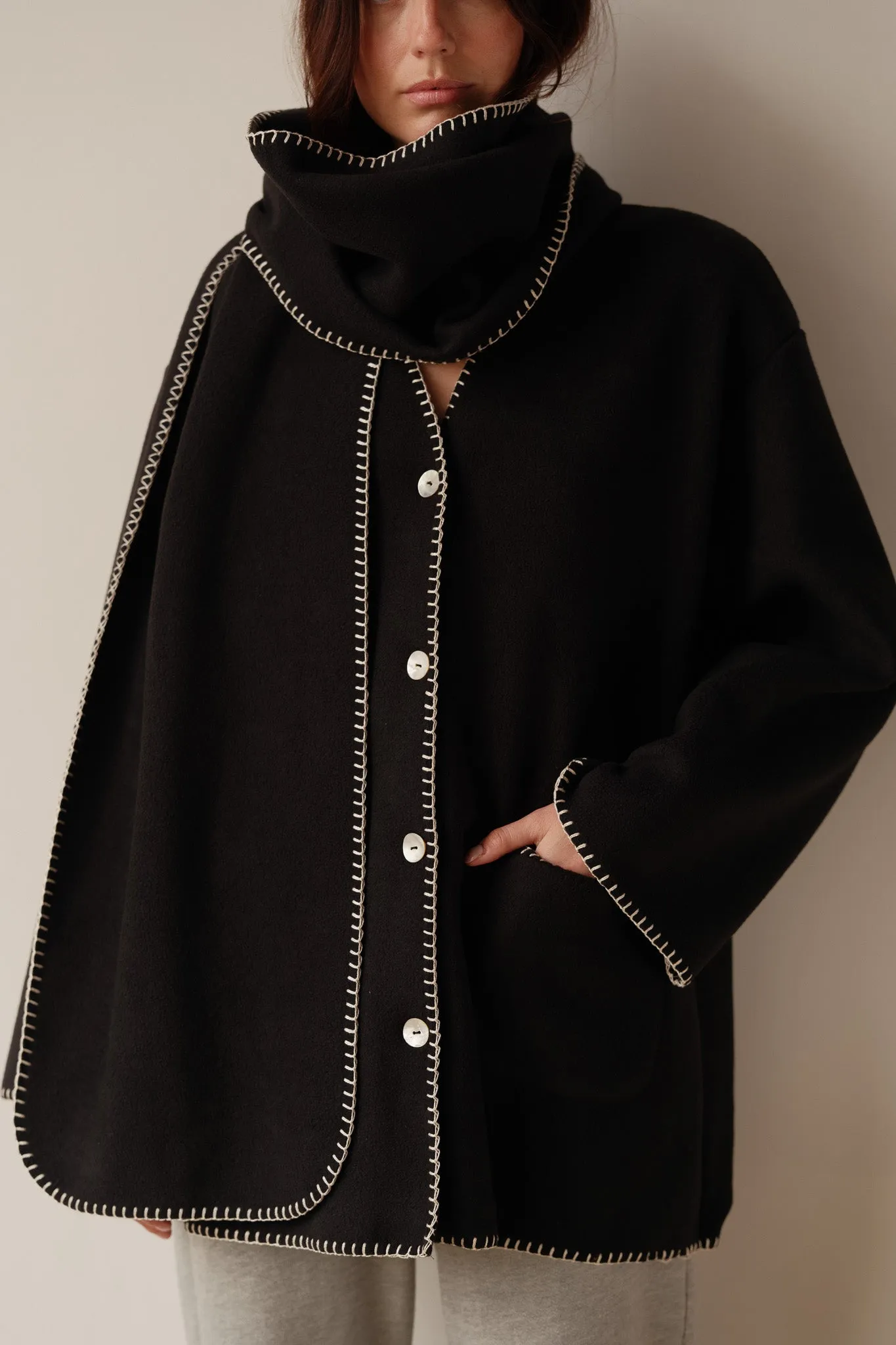 The Polar Fleece Stitch Jacket sold by DONNI.