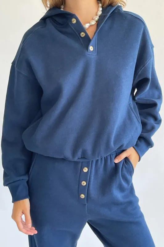 eco fleece button hoodie sold by DONNI.