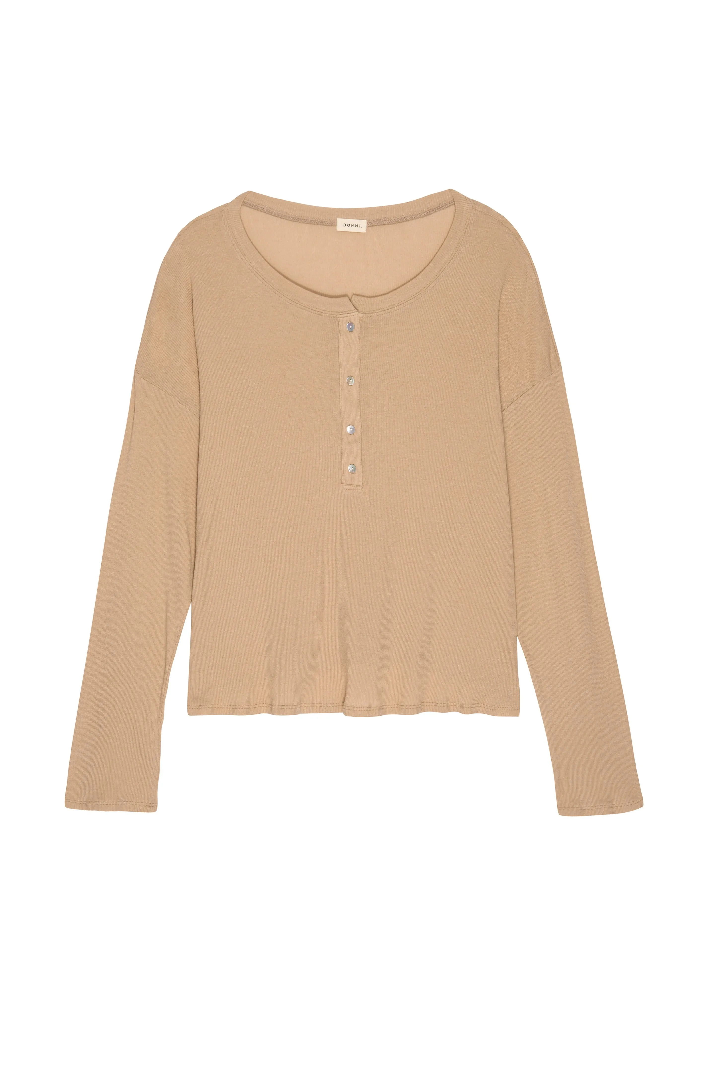 rib henley long sleeve sold by DONNI. product image thumbnail 2