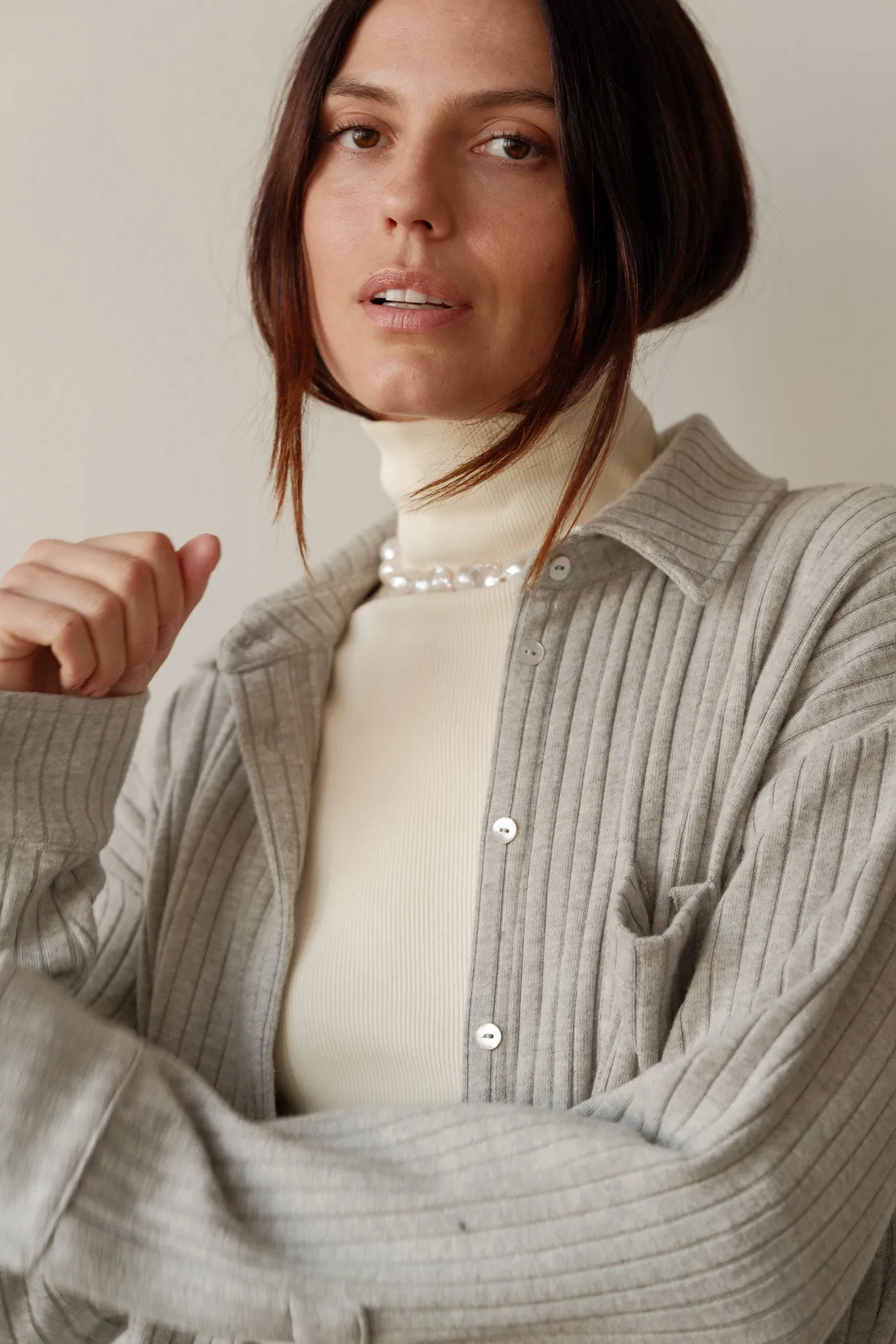 The Sweater Rib Button Down sold by DONNI. product image thumbnail 4