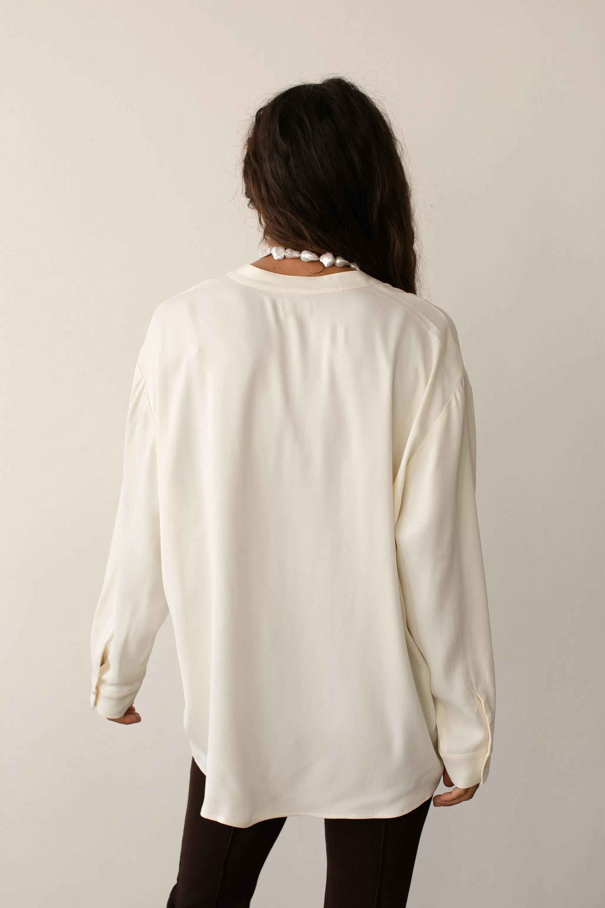 The Satiny Mandarin Shirt sold by DONNI. product image thumbnail 5