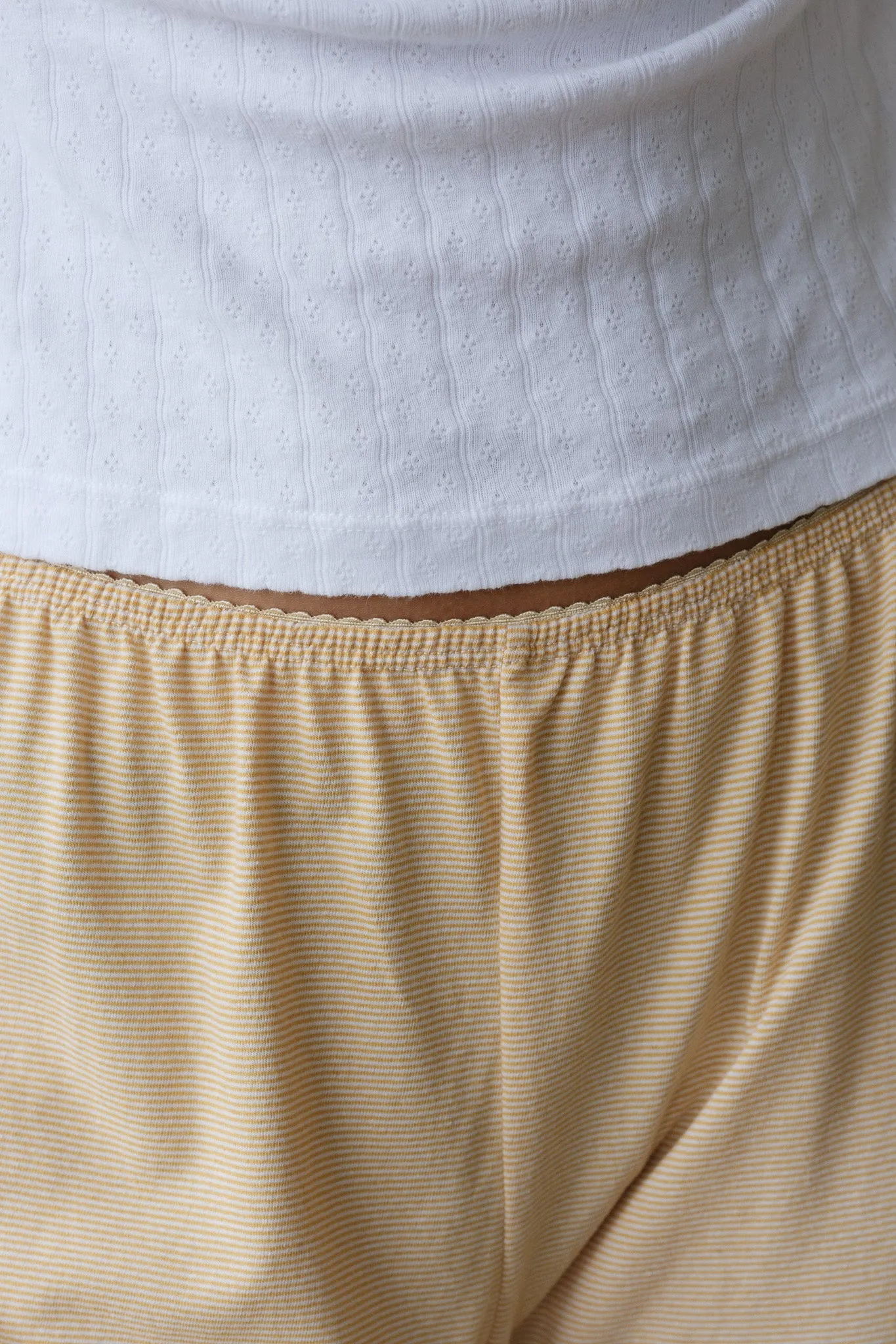 The Jersey Crop Striped Pant sold by DONNI.