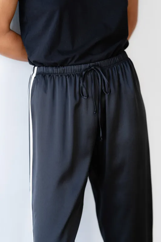 The Silk Stripe Crop Pant sold by DONNI.