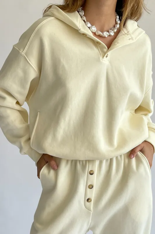 eco fleece button hoodie sold by DONNI.