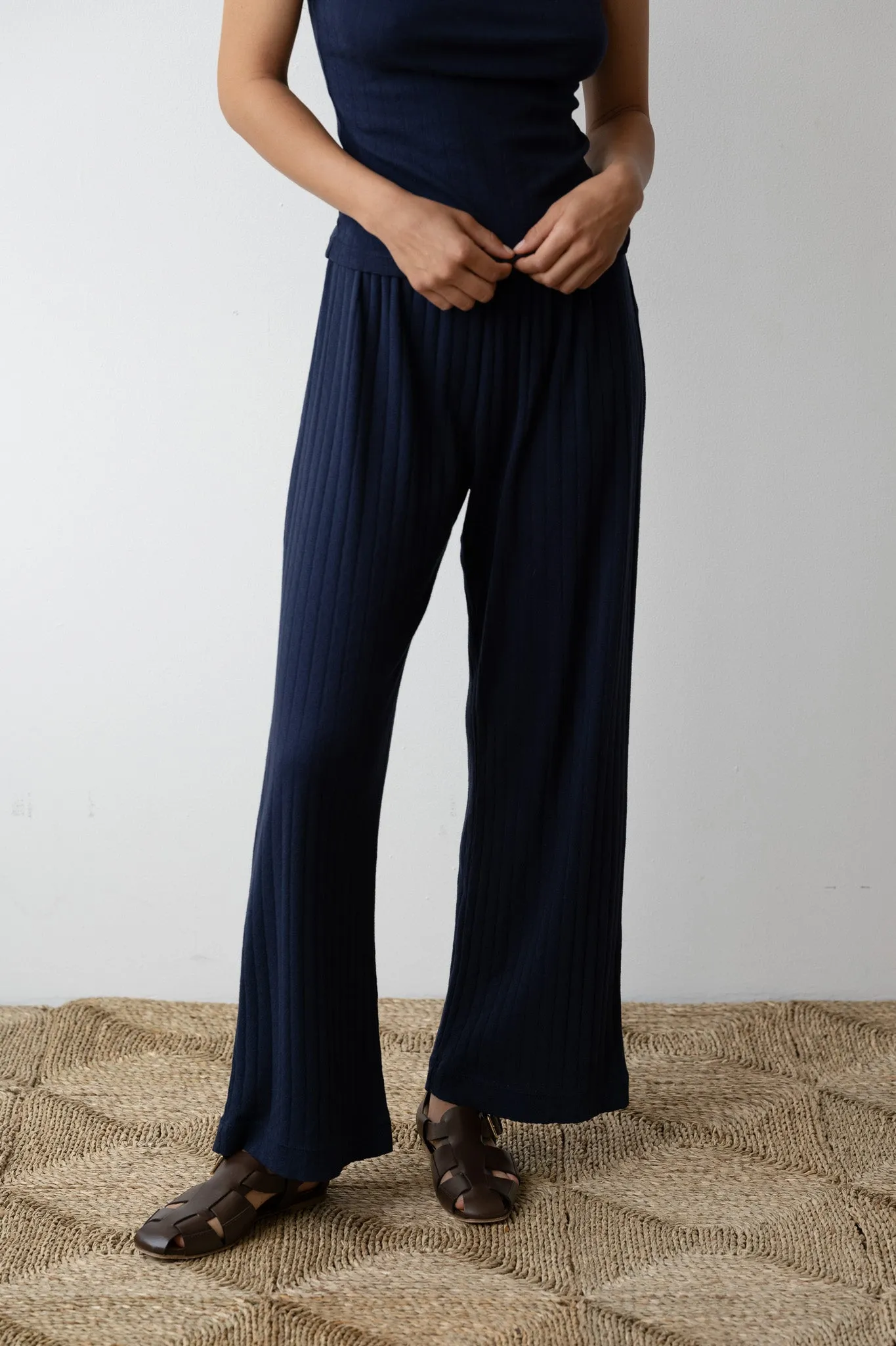 The Pointelle Simple Crop Pant sold by DONNI.