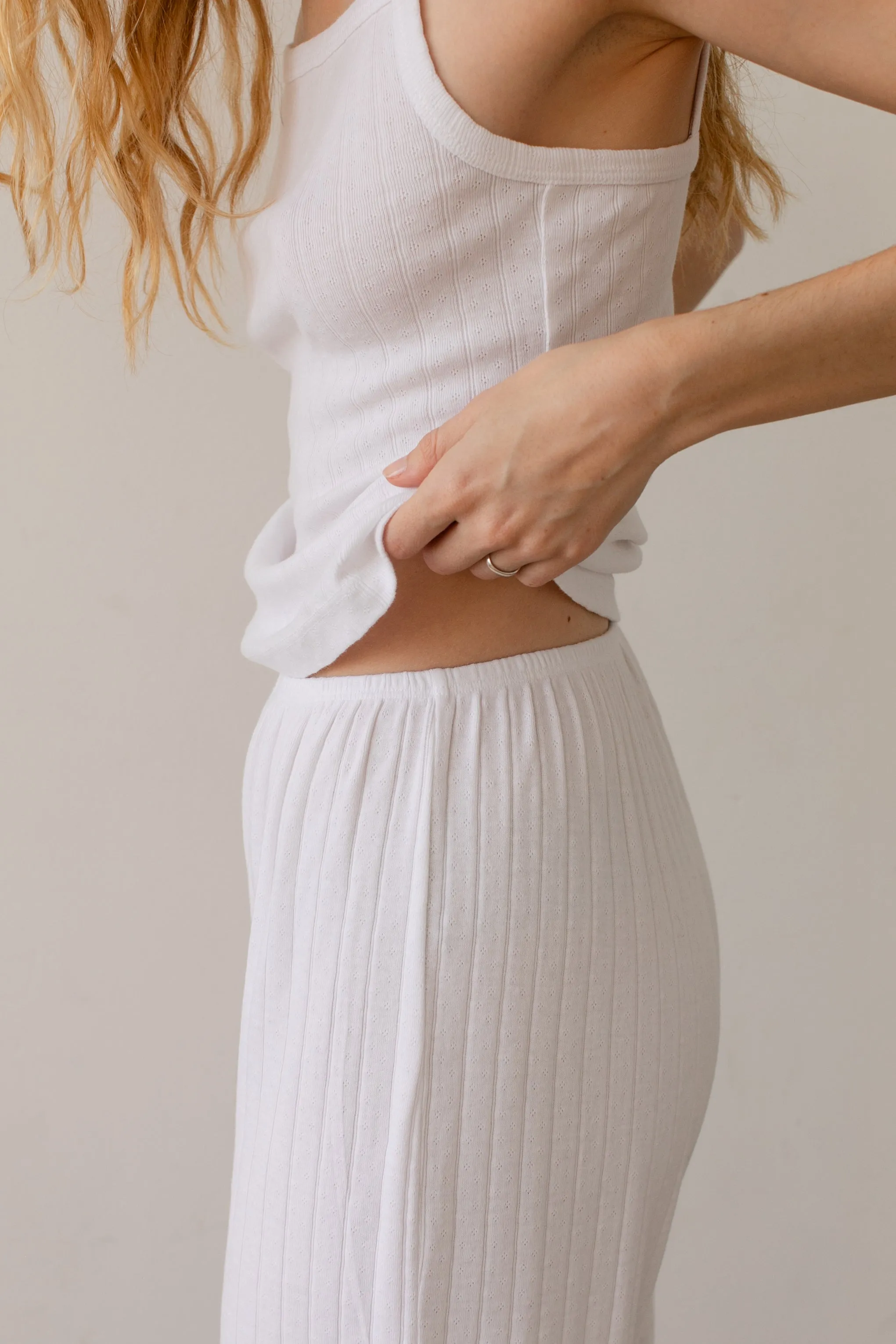 The Pointelle Simple Crop Pant sold by DONNI. product image thumbnail 3