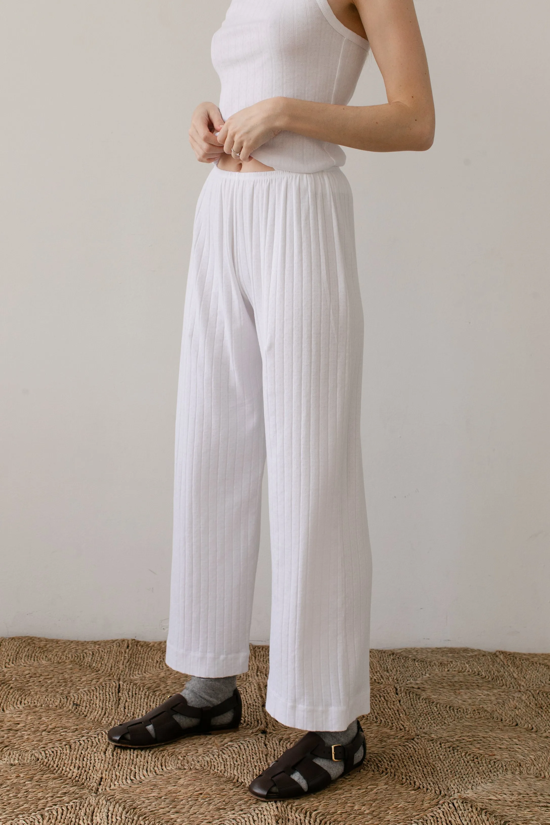 The Pointelle Simple Crop Pant sold by DONNI. product image thumbnail 5