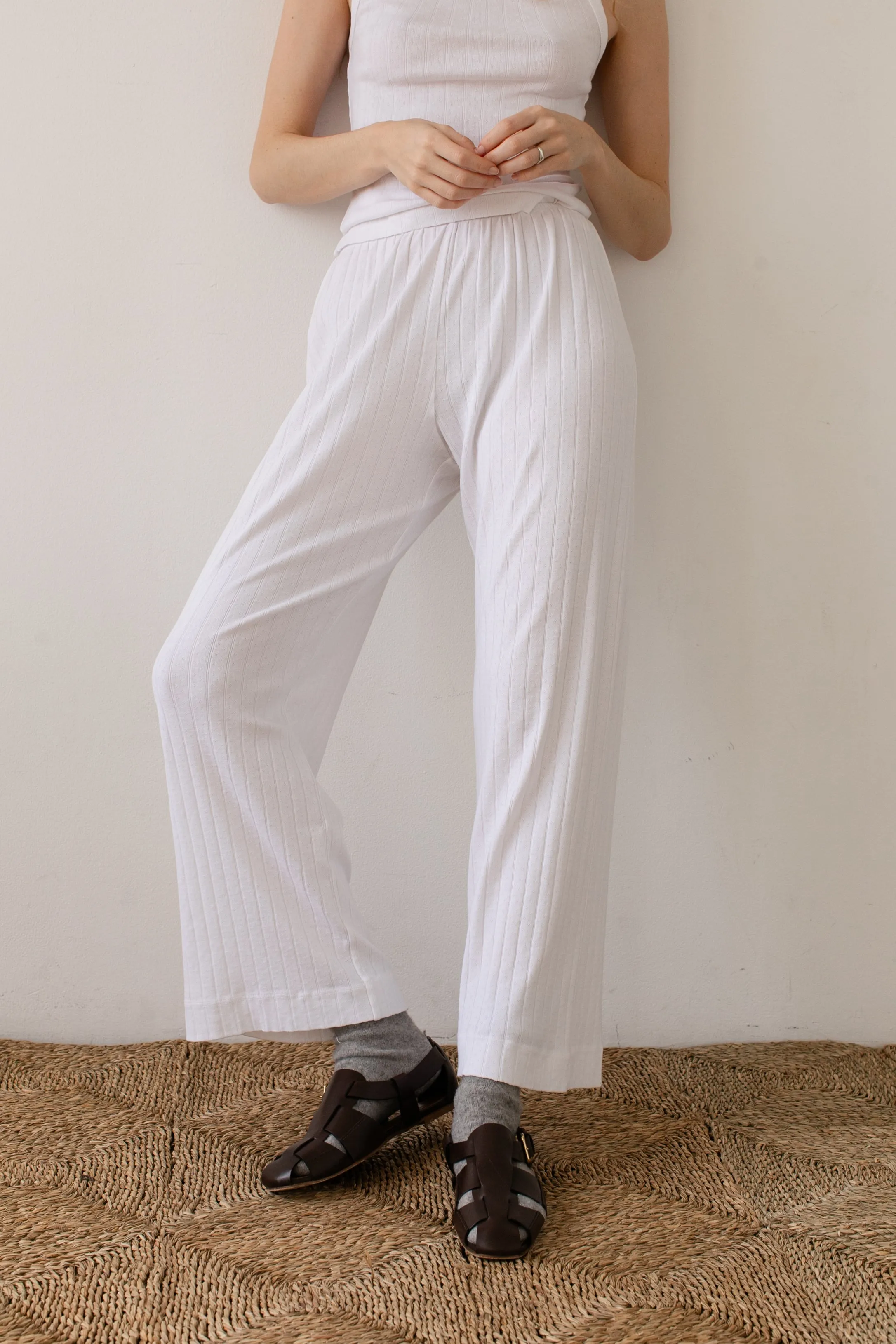 The Pointelle Simple Crop Pant sold by DONNI. product image thumbnail 4