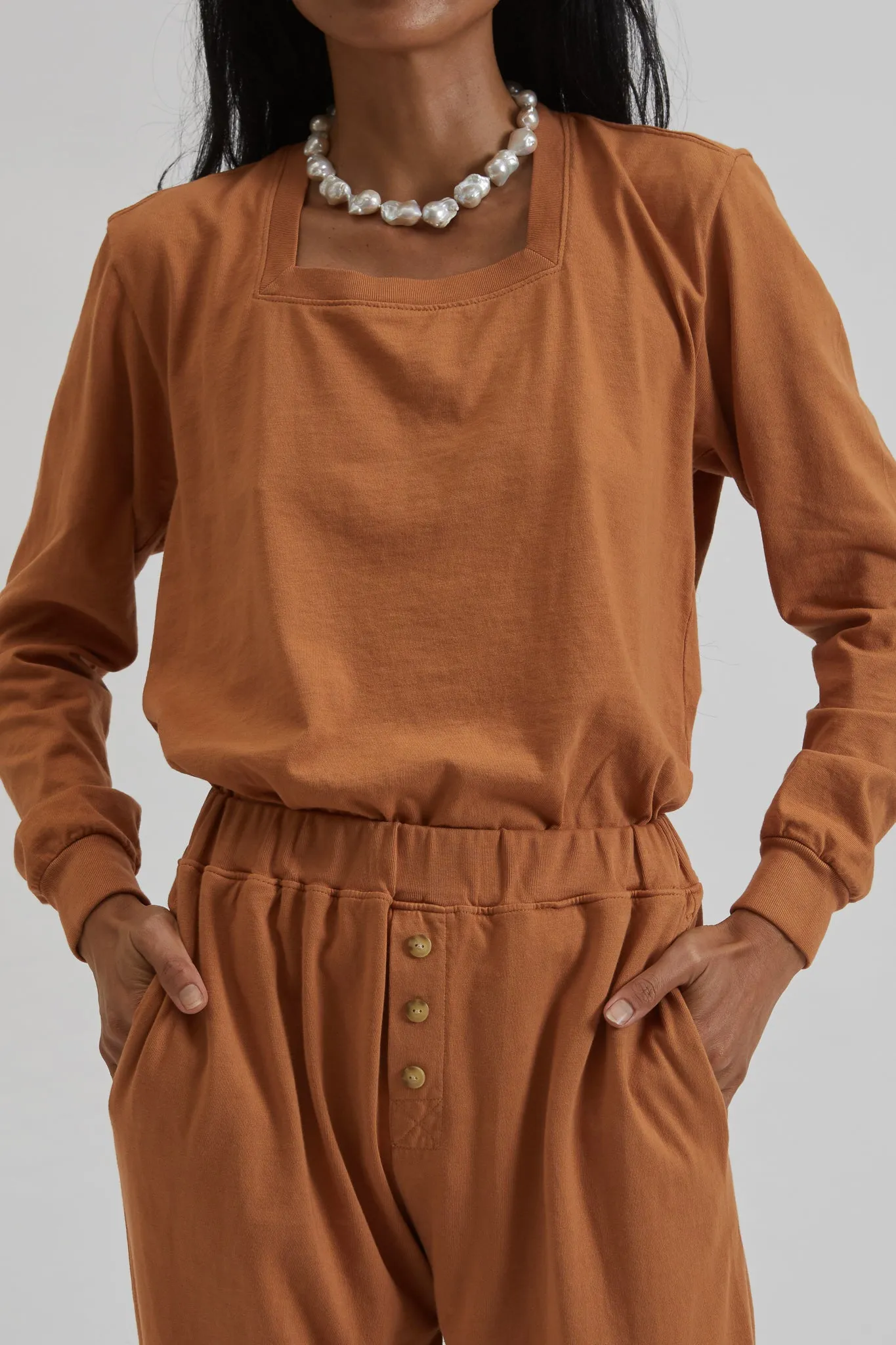 jersey square neck long sleeve sold by DONNI.