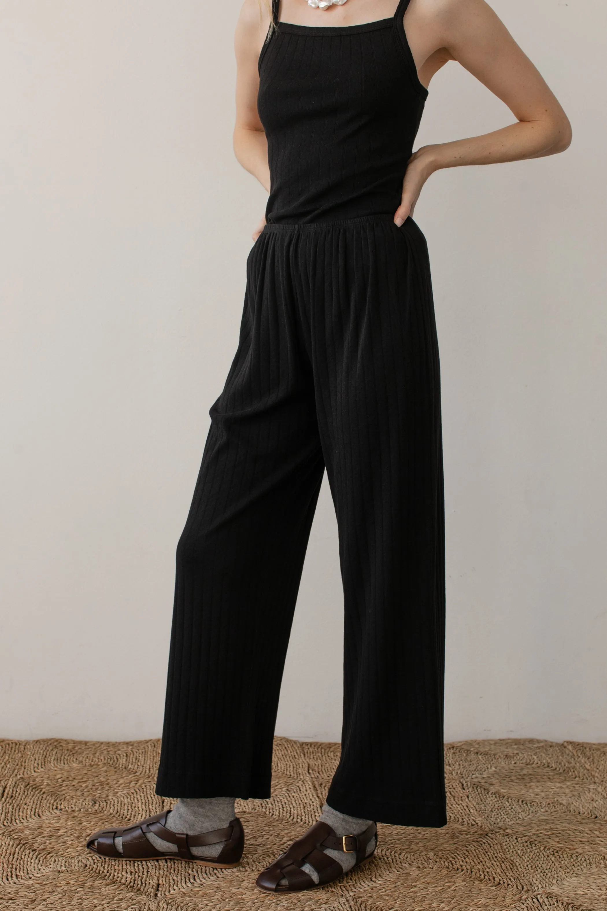The Pointelle Simple Crop Pant sold by DONNI. product image thumbnail 3