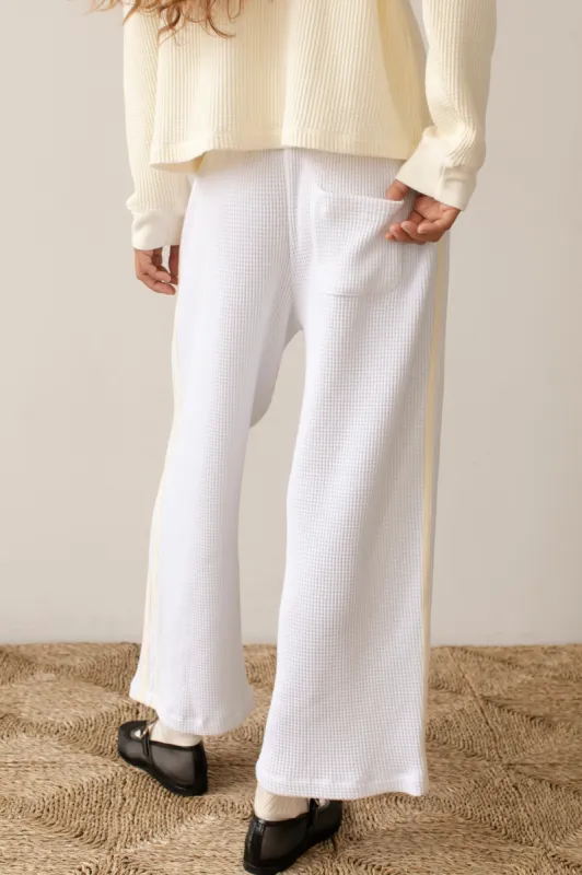 The Thermal Crop Stripe Pant Powder sold by DONNI.