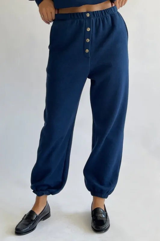 eco fleece button sweatpants sold by DONNI.