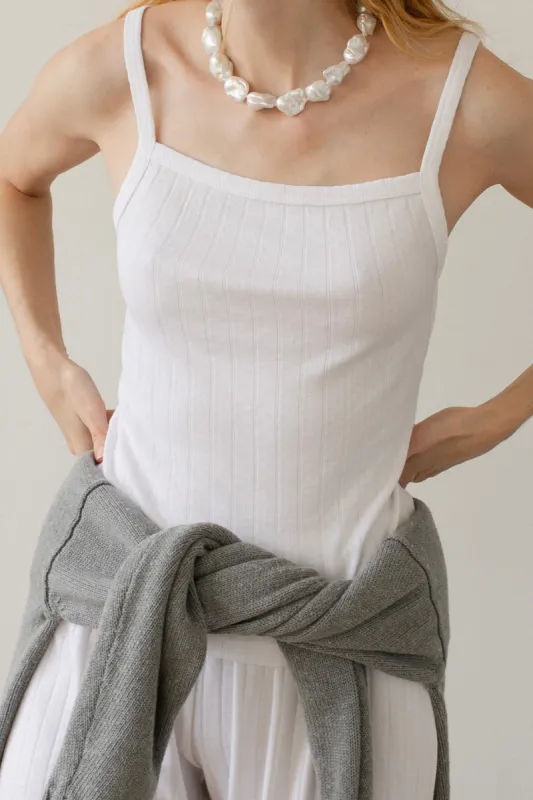 The Pointelle Square Neck Tank sold by DONNI.