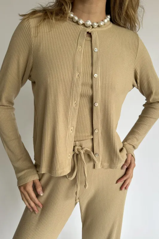 rib knit cardi sold by DONNI.