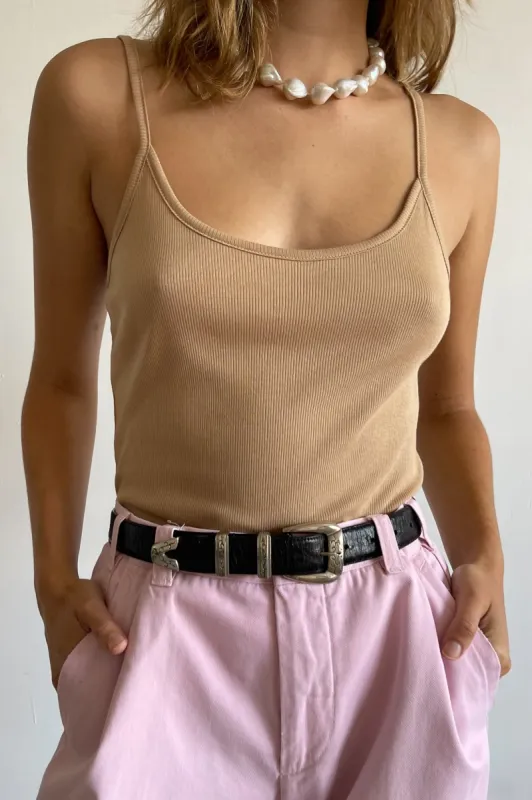 rib spaghetti tank sold by DONNI.