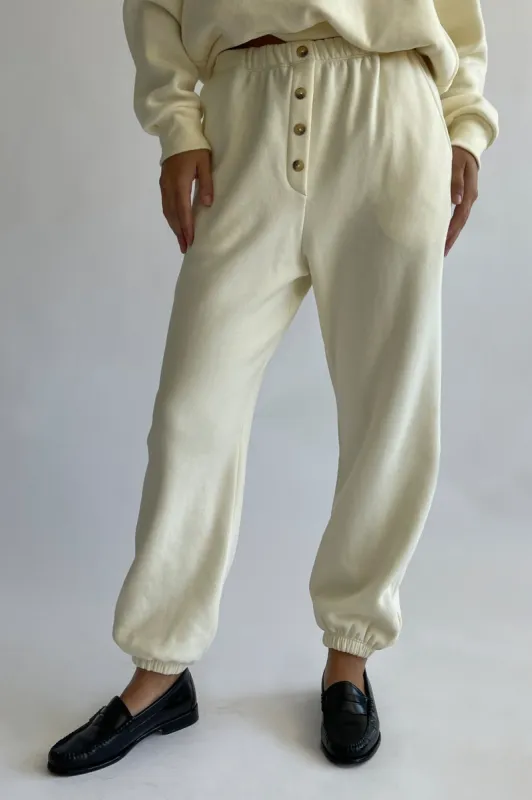 eco fleece button sweatpants sold by DONNI.
