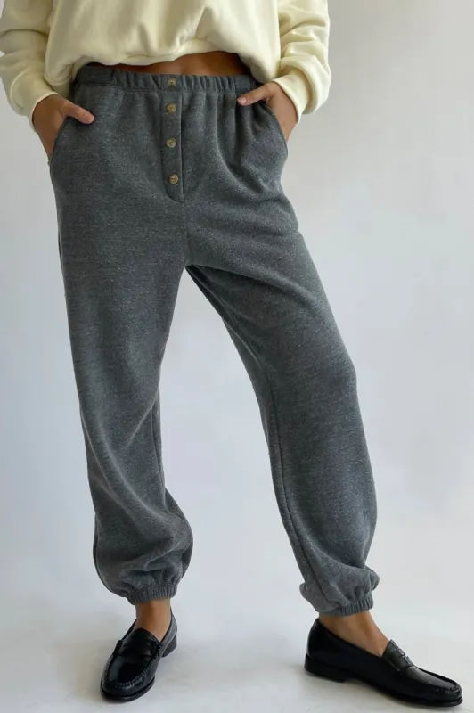 eco fleece button sweatpants sold by DONNI.