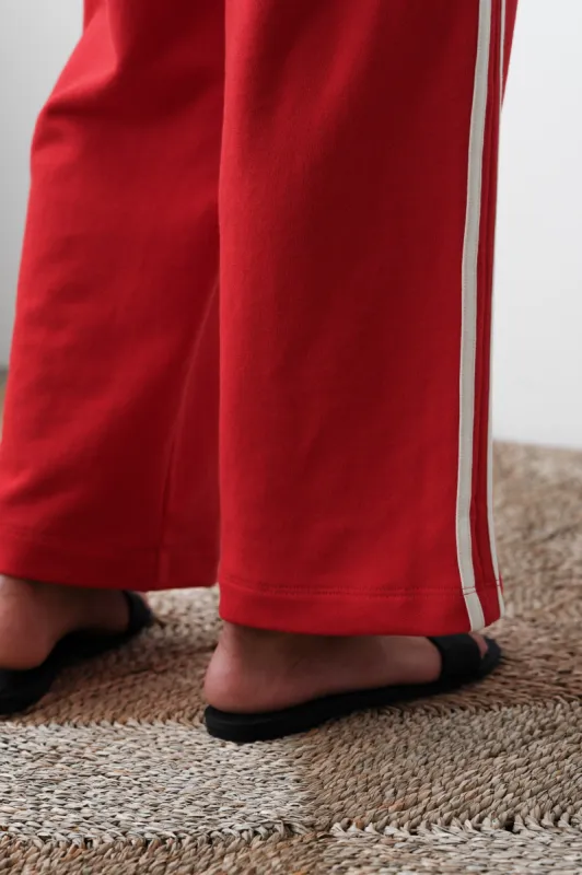 The Eco-Terry Stripe Crop Pant sold by DONNI.