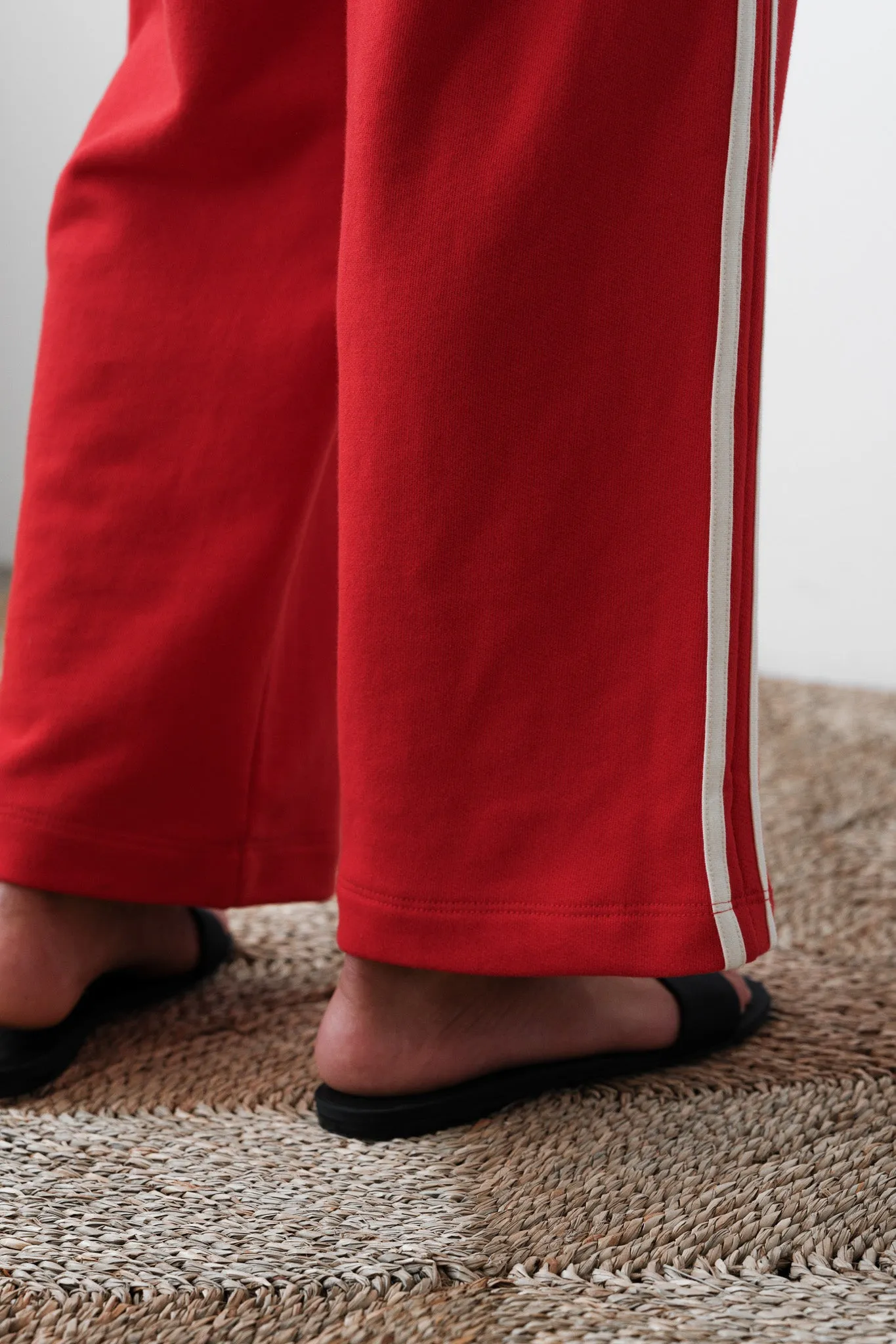 The Eco-Terry Stripe Crop Pant sold by DONNI.