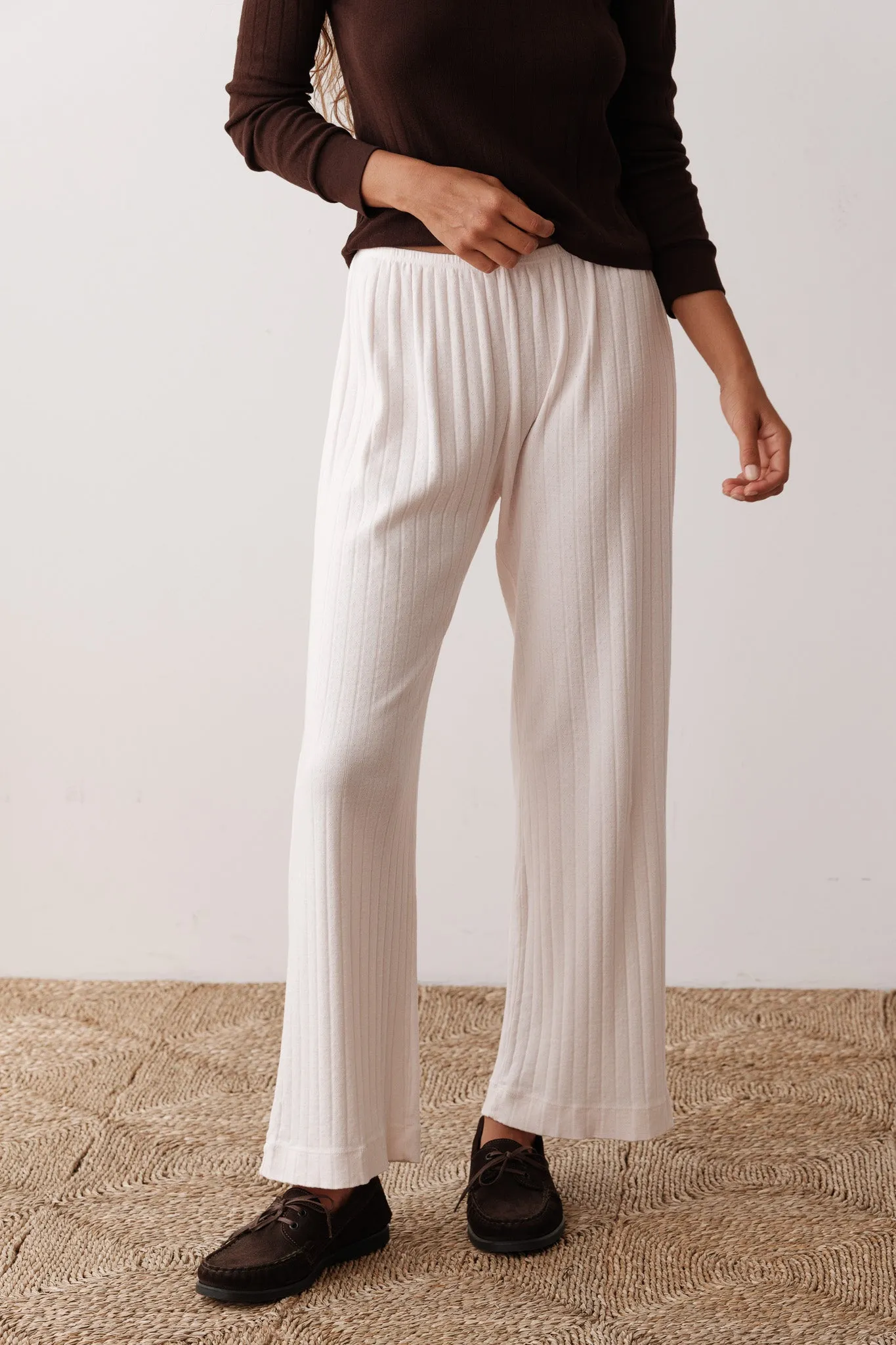The Pointelle Simple Crop Pant sold by DONNI. product image thumbnail 2