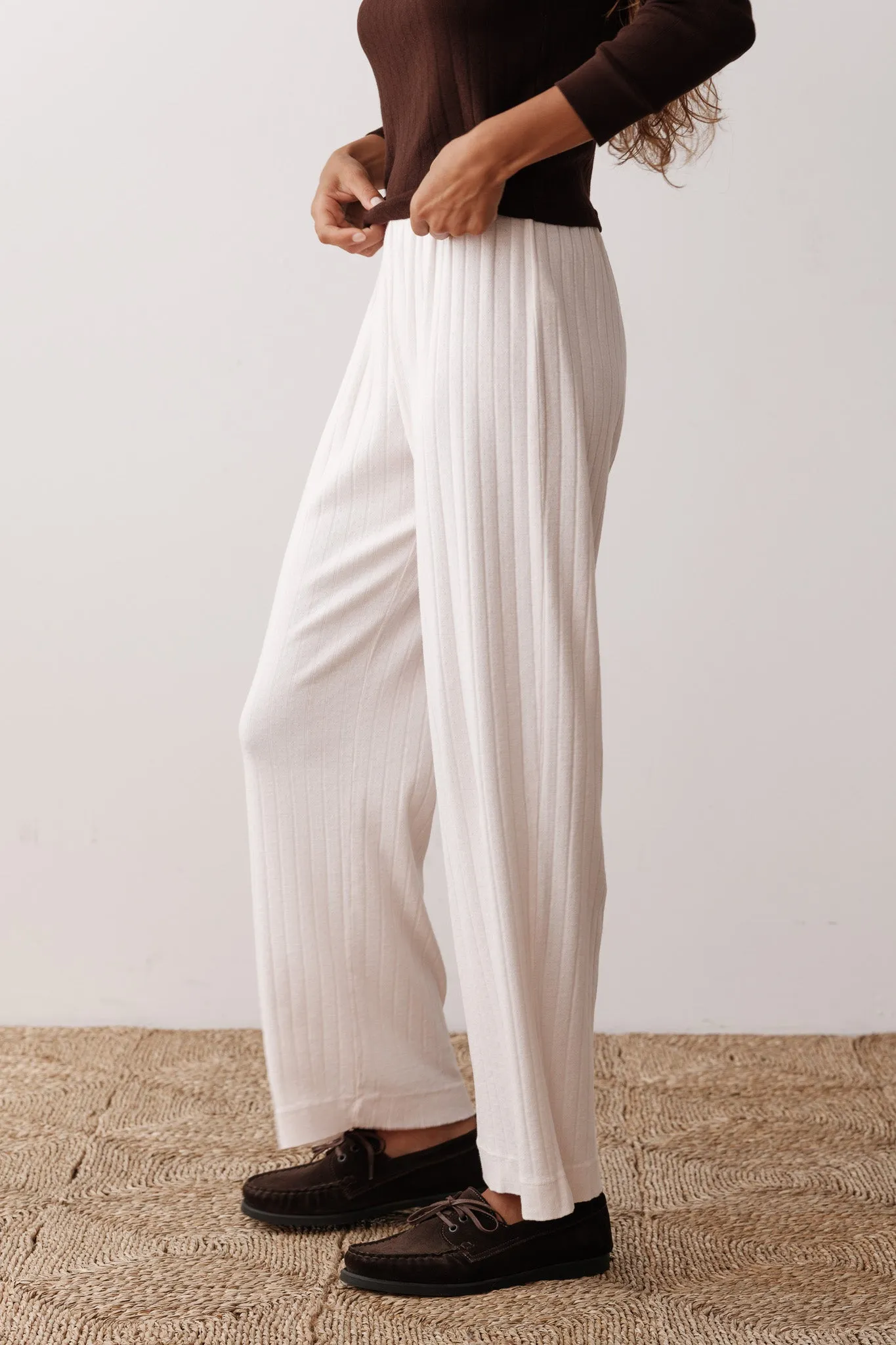 The Pointelle Simple Crop Pant sold by DONNI. product image thumbnail 3
