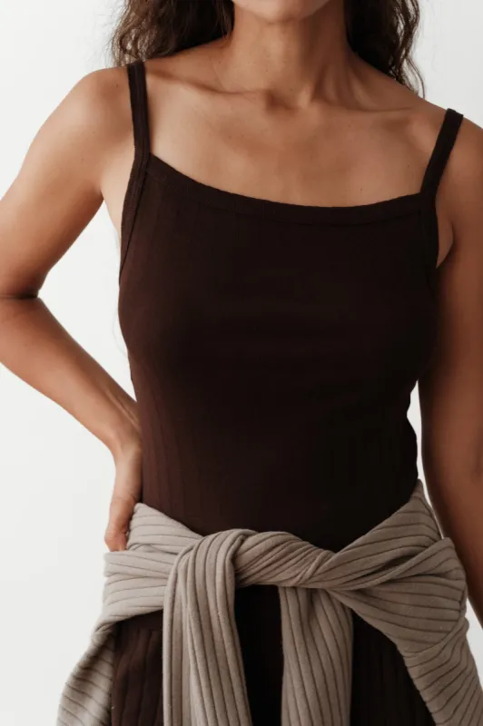 The Pointelle Square Neck Tank sold by DONNI.