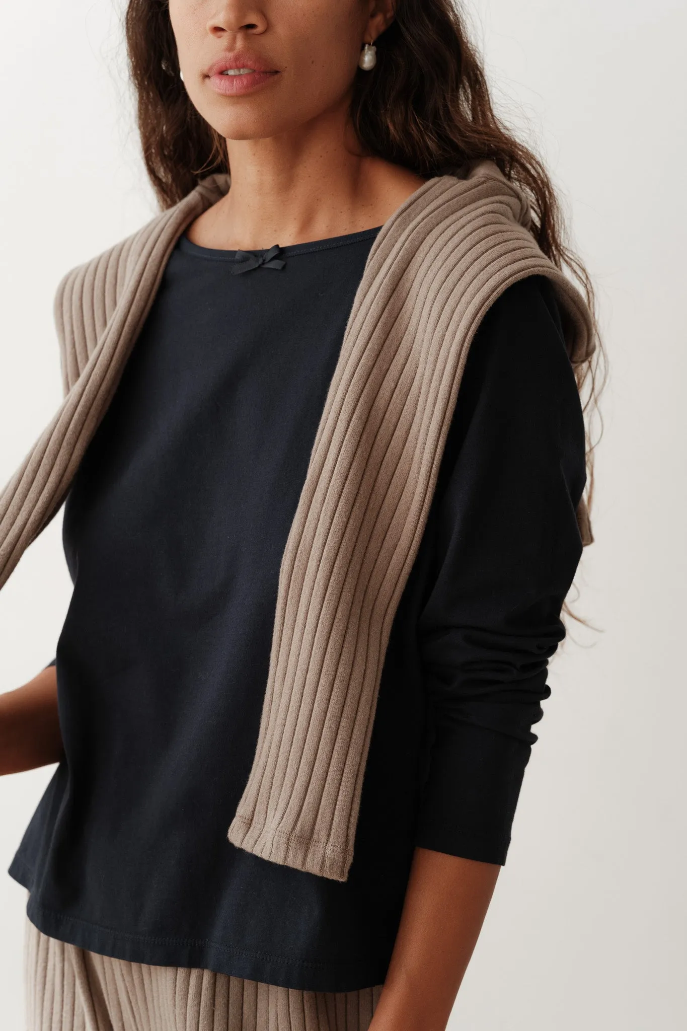 The Jersey Bow Long Sleeve sold by DONNI.