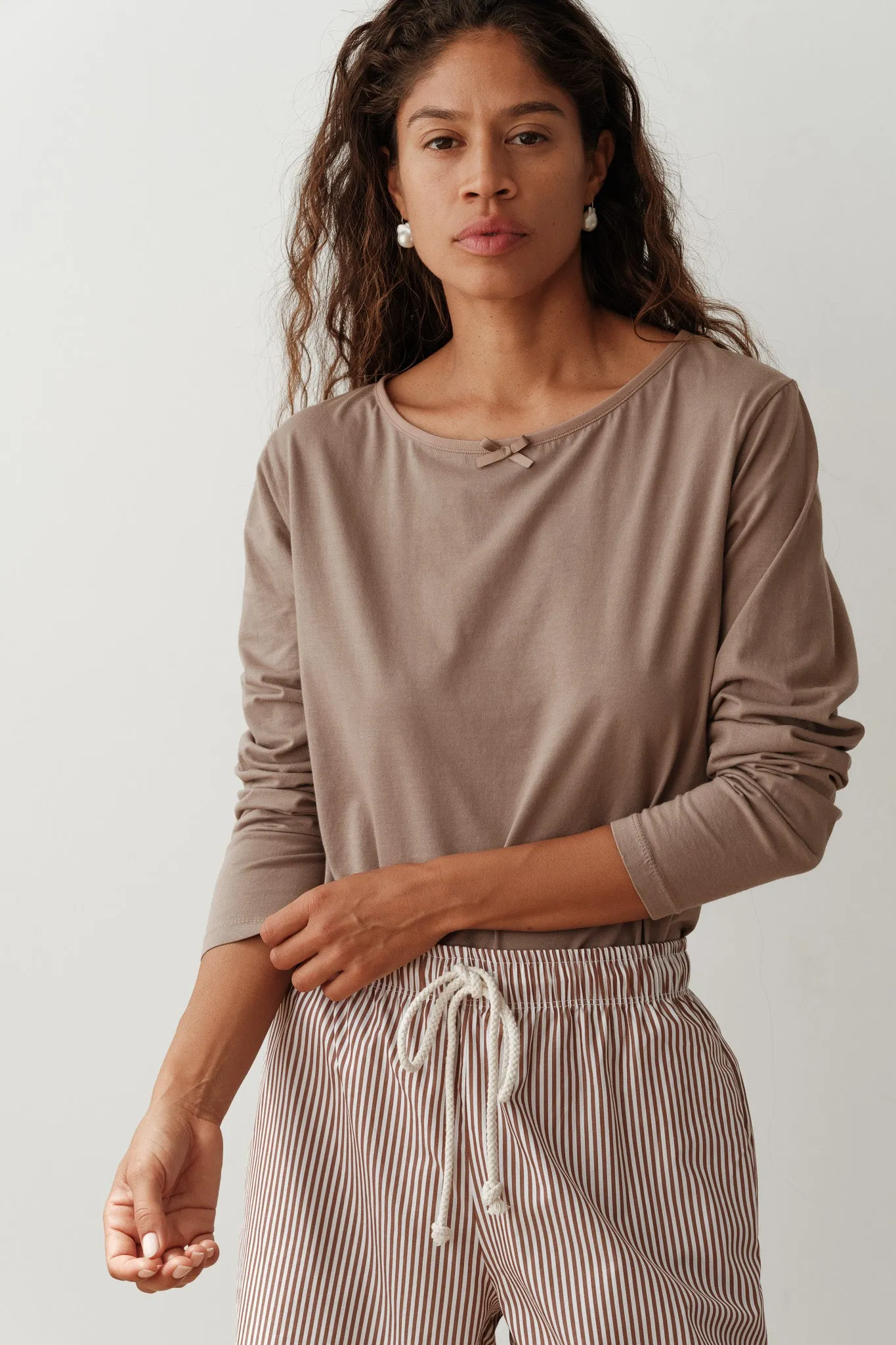 The Jersey Bow Long Sleeve sold by DONNI.