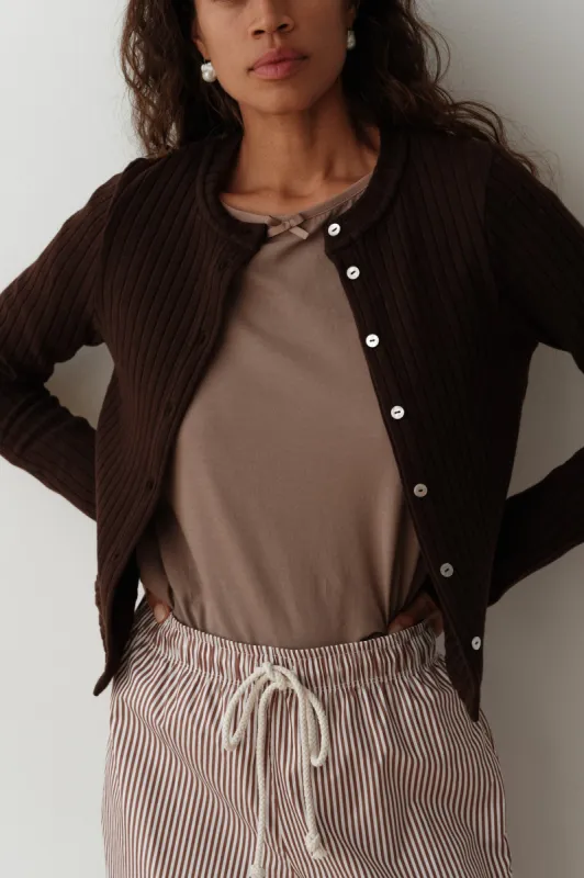 The Sweater Rib Cardi sold by DONNI.