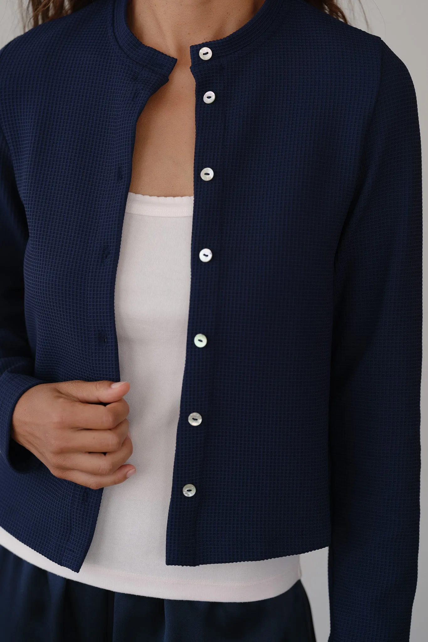 The Box Weave Stretch Cardi sold by DONNI. product image thumbnail 3
