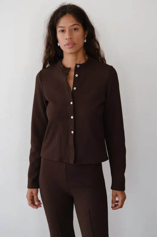 The Box Weave Stretch Cardi sold by DONNI.
