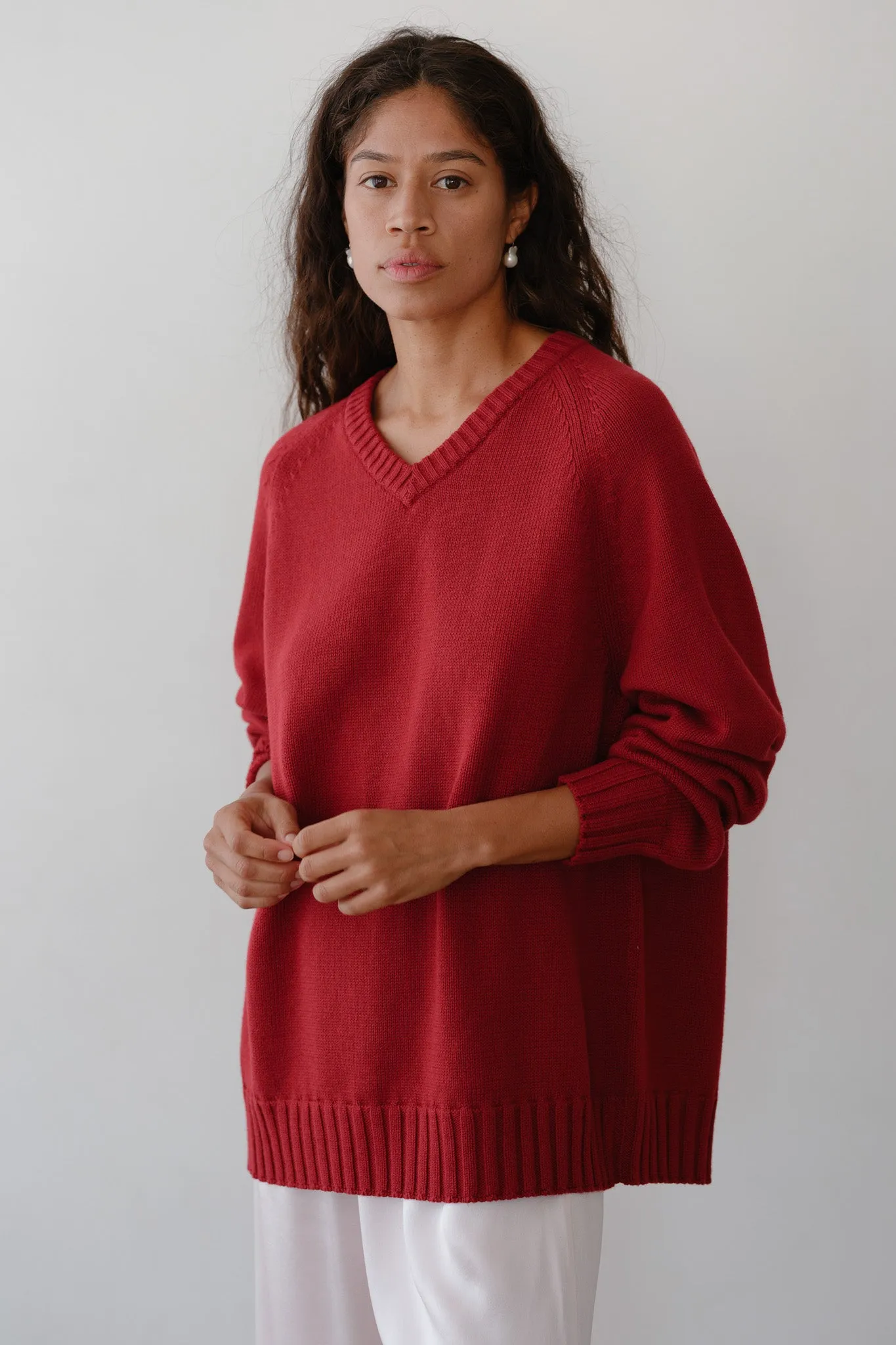 The Cotton Cashmere V-Neck Sweater sold by DONNI. product image thumbnail 4