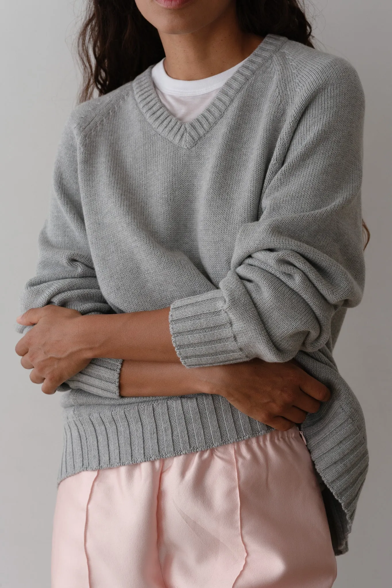The Cotton Cashmere V-Neck Sweater sold by DONNI. product image thumbnail 4