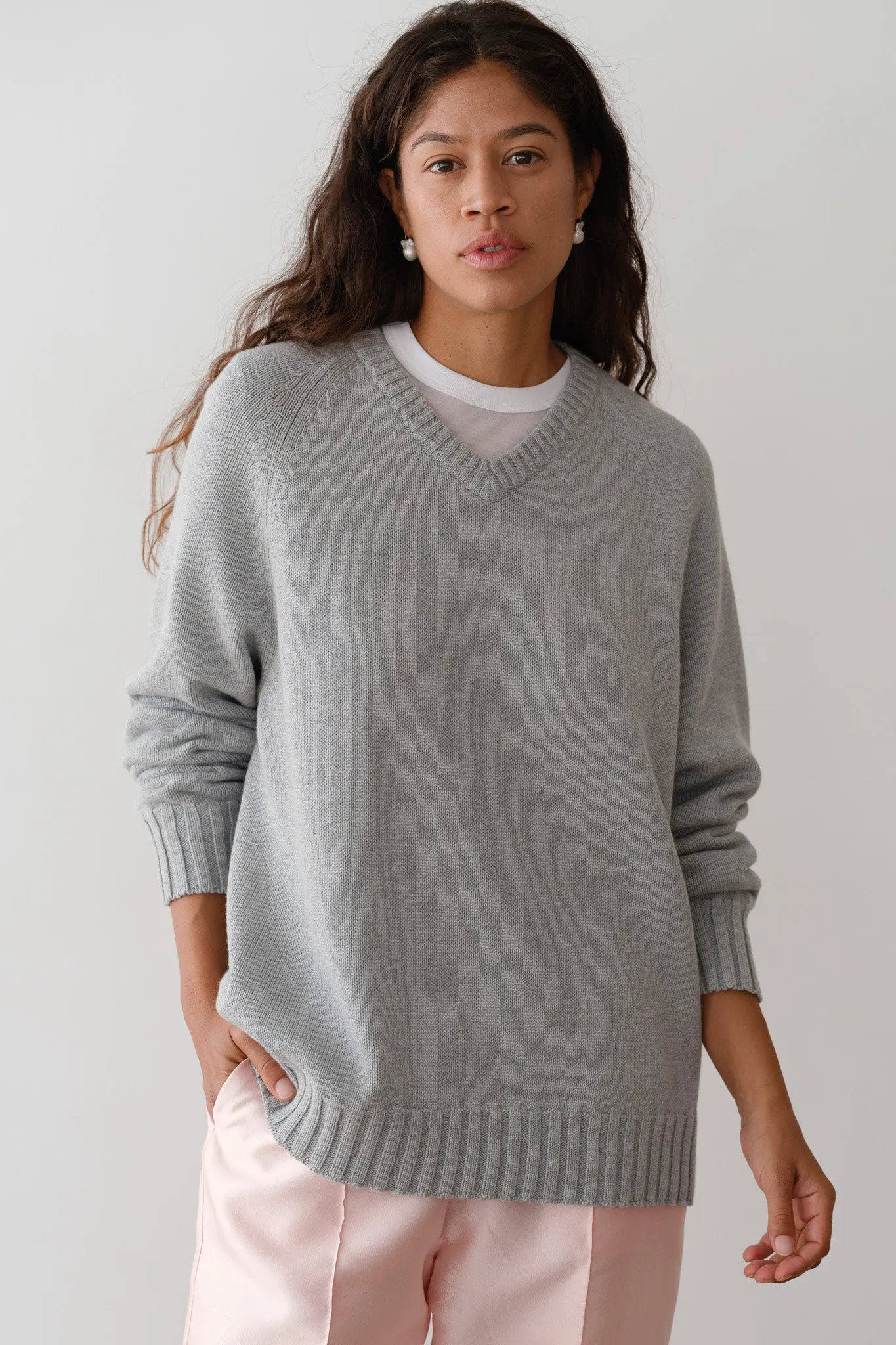 The Cotton Cashmere V-Neck Sweater sold by DONNI. product image thumbnail 2