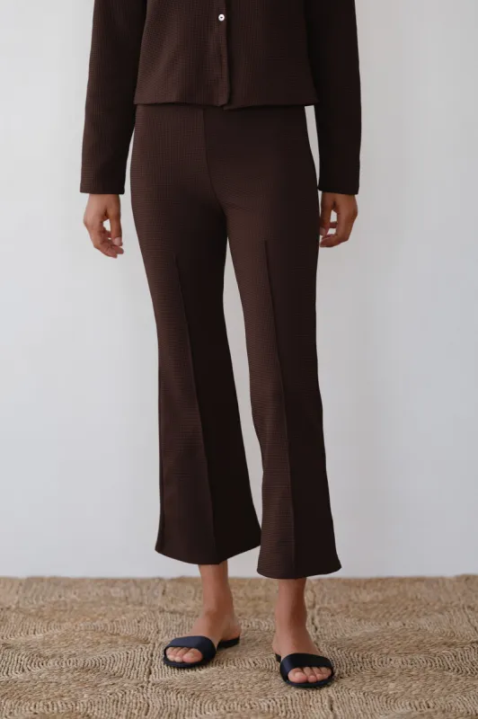 The Box Weave Stretch Kick Flare sold by DONNI.