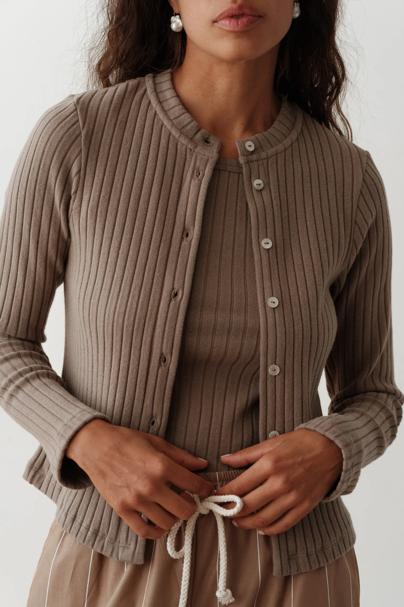 The Sweater Rib Cardi sold by DONNI.