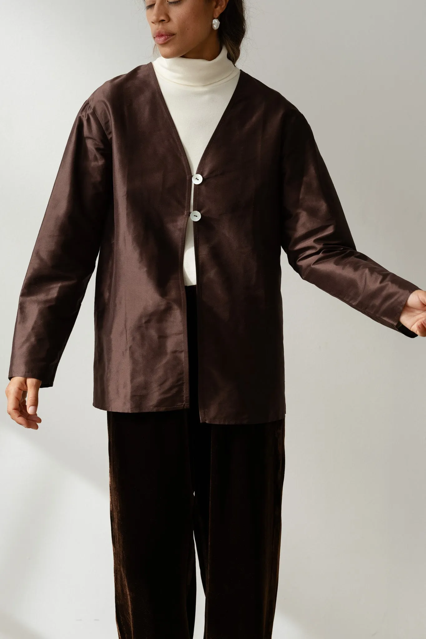 The Taffeta Split Top sold by DONNI. product image thumbnail 3